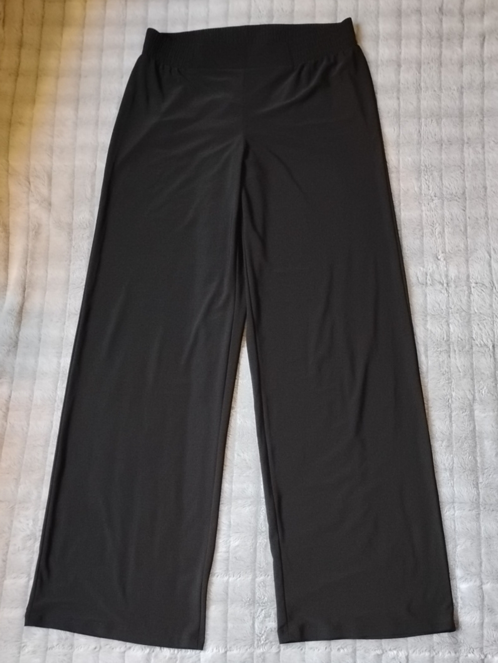 IMAN Long Stretchy Black Wide-Leg Pull-On Pants